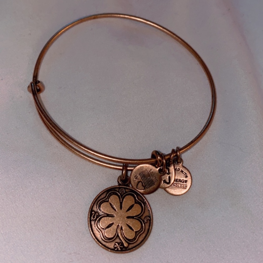 Alex and Ani gold clover charm bracelet